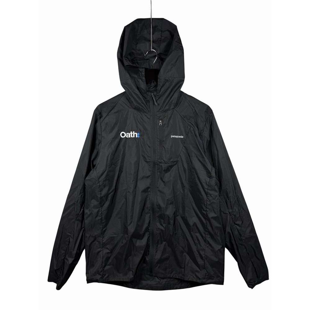 Patagonia Houdini Jacket Mens Size L Hooded Packable Windbreaker Black 24141